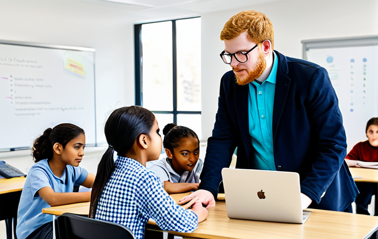 **

A patient and encouraging coding instructor, fully clothed in professional, modest attire, guiding a group of diverse students through a programming lesson in a bright, modern classroom. Students are attentively working on laptops. Safe for work, appropriate content, perfect anatomy, correct proportions, natural pose, professional setting, family-friendly.

**