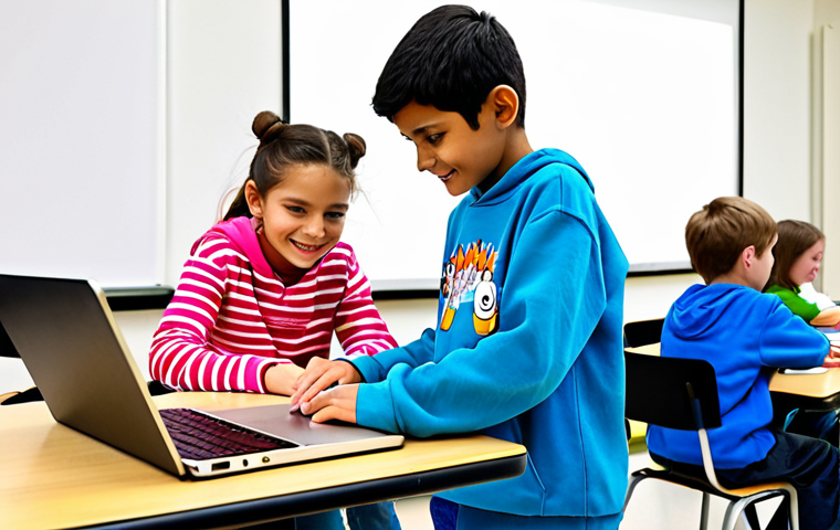코딩교육지도사 업무 프로세스 정리법 - Scratch Programming Fun**
"A group of children, ages 8-10, fully clothed in casual, colorful clothi...