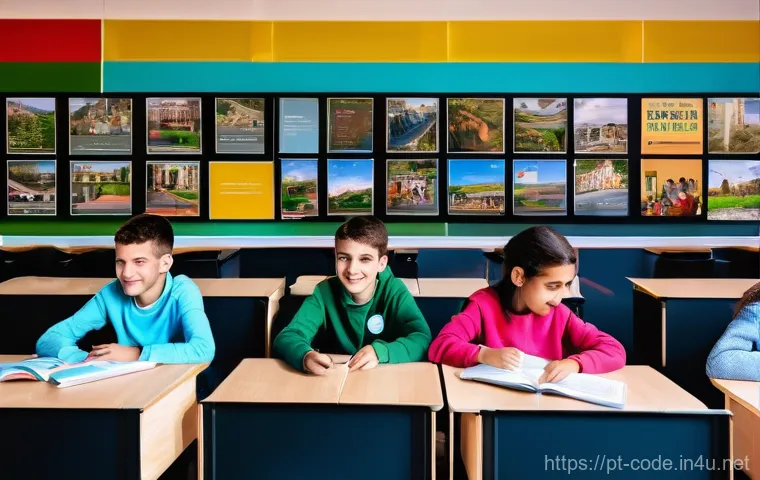 코딩교육지도사와 학습 활동 평가 사례 - **Prompt 1: Gamified Learning for Young Programmers in Portugal**
"A vibrant, brightly lit class...