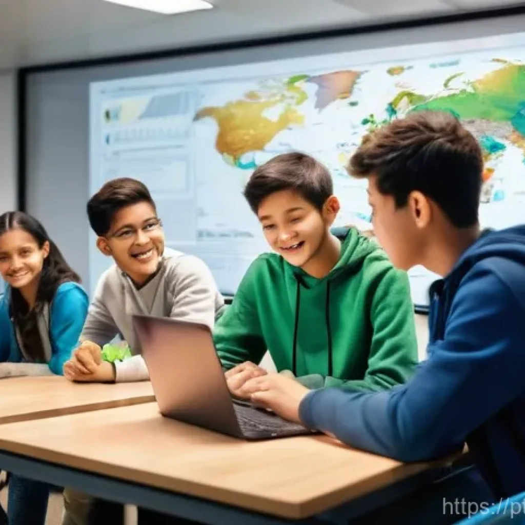 코딩교육지도사 직업군의 다양성 - **Prompt:** A vibrant, modern classroom scene filled with a diverse group of students of varying age...