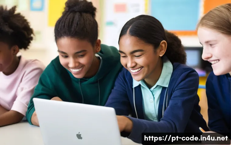 코딩교육지도사 포트폴리오 제작 팁 - **Prompt:** A diverse group of young adult students, aged 18-25, in a bright, modern classroom fille...