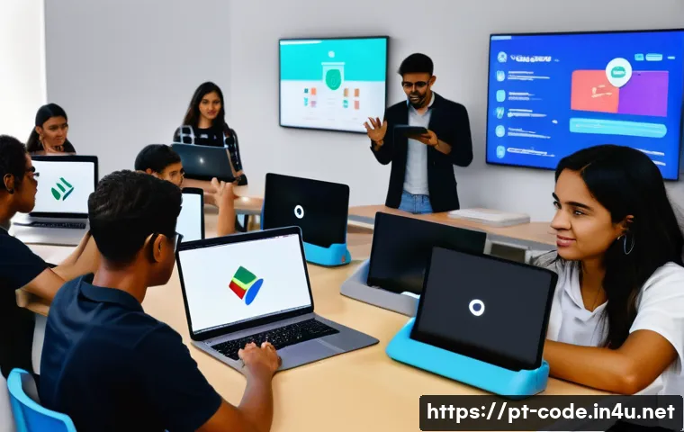 코딩교육지도사와 관련된 학회 및 세미나 - A modern classroom scene in Brazil with diverse adult students actively engaged in a programming wor...