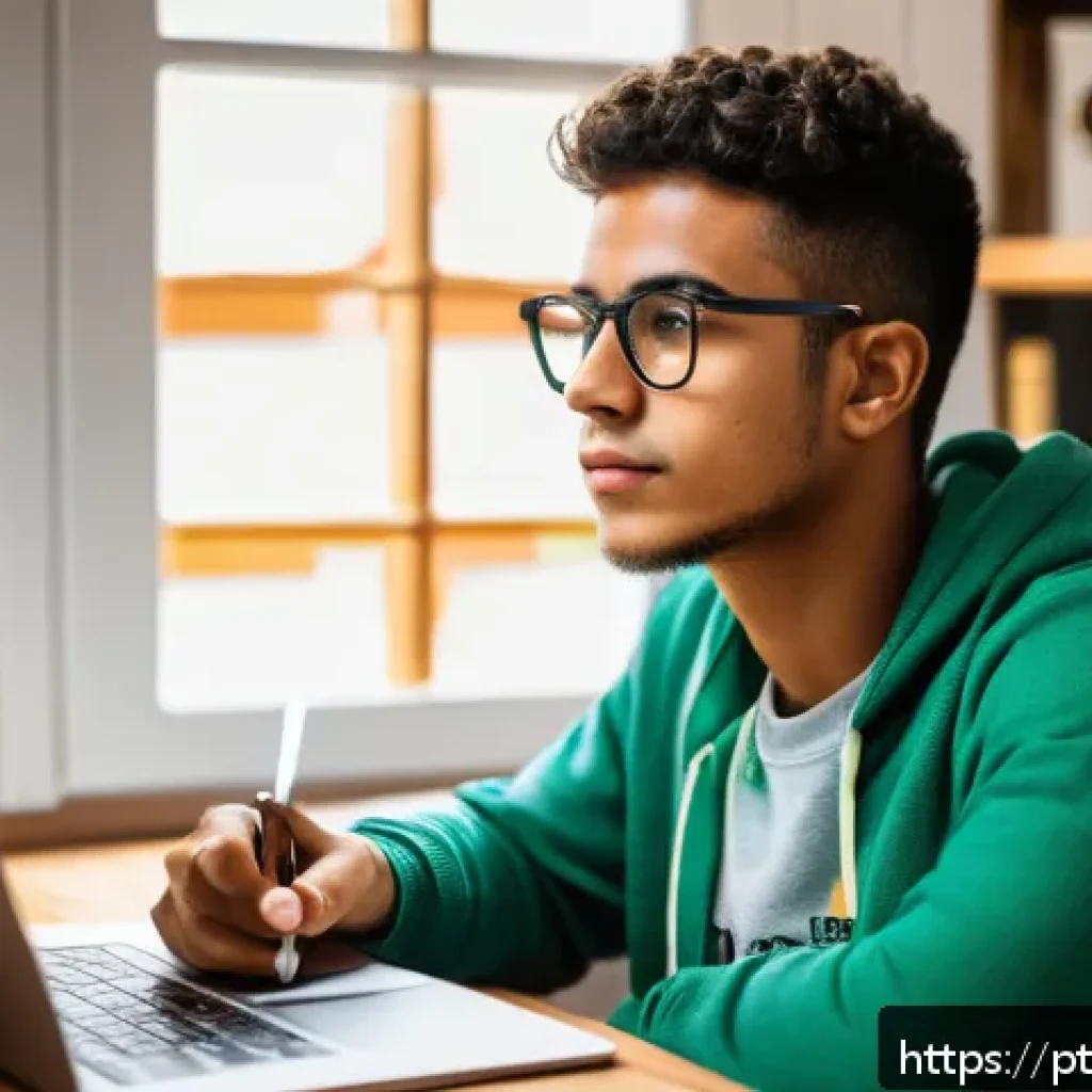코딩교육지도사 자격증 독학 성공기 - A focused young adult studying programming certification at a cozy home study corner in Brazil, with...