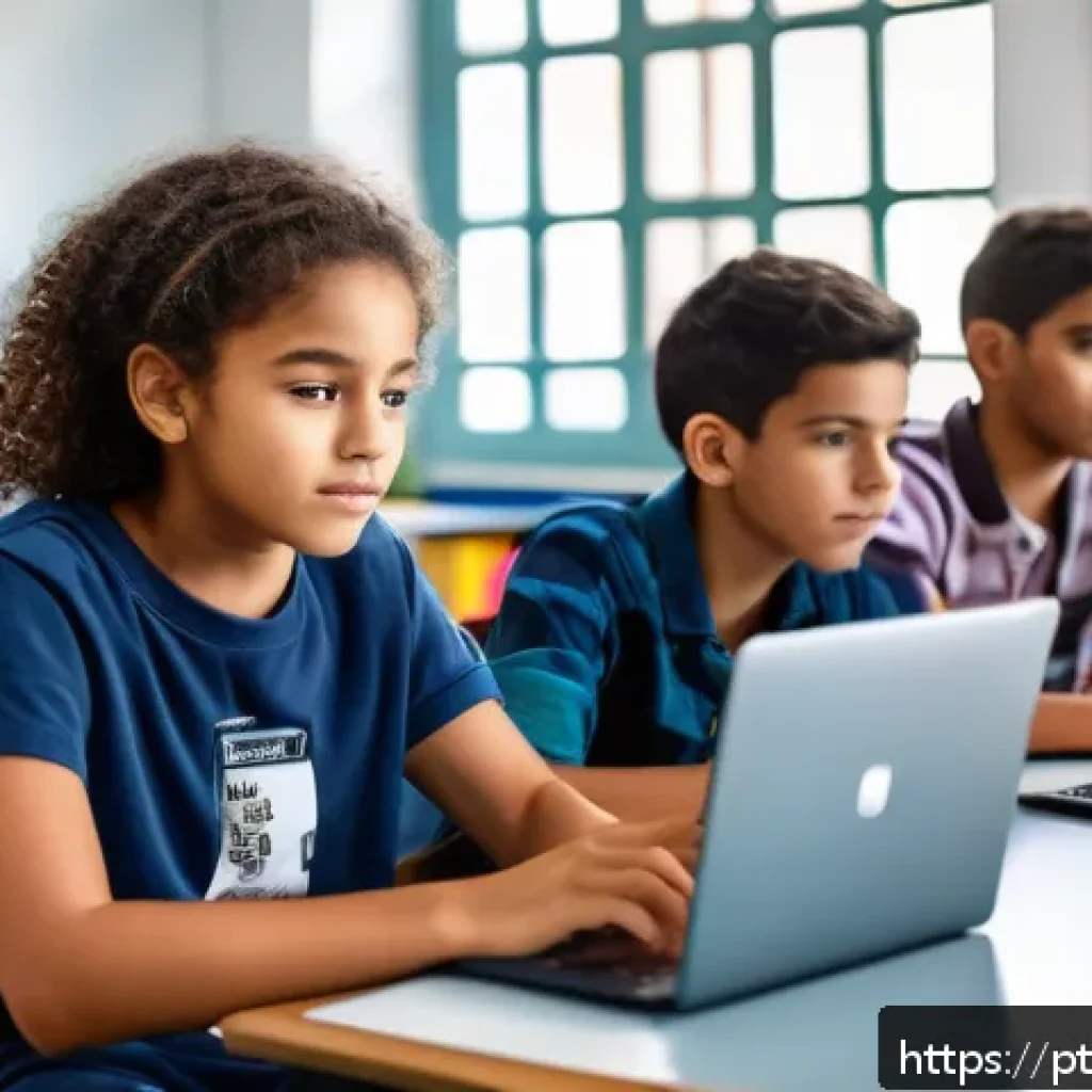 코딩교육지도사 강의 평가 및 피드백 활용법 - A modern classroom scene in Brazil with a diverse group of attentive students sitting at desks, the ...